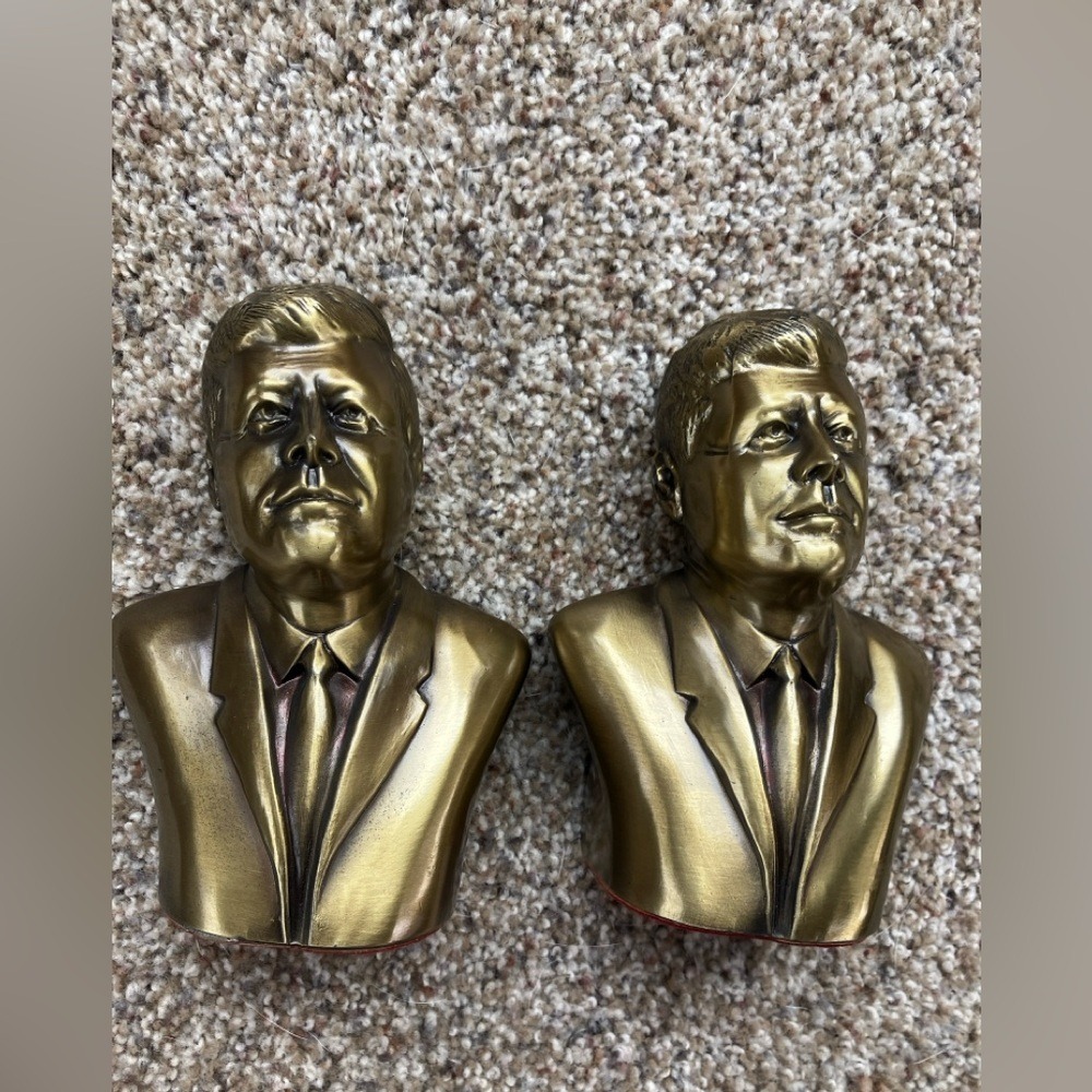 Philadelphia Mfg Co JFK Bust Bookends Set Bronze Finish PMC 162-B Vintage
